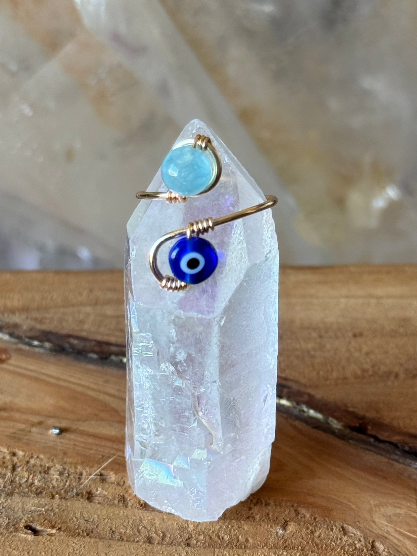 Crystal Ring - Aquamarine Blue Eye