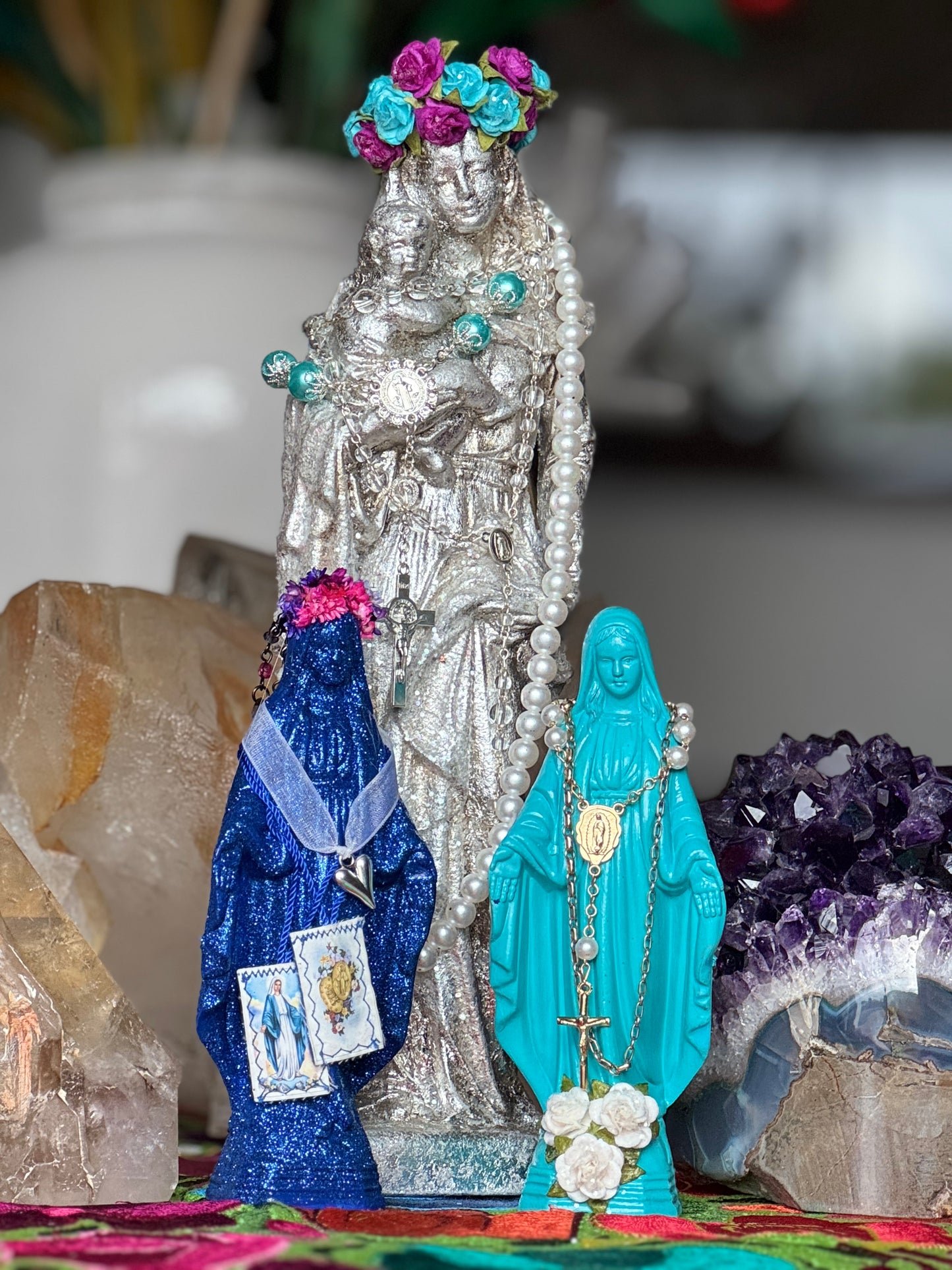 Small Holy Mother Statue (Light Blue)