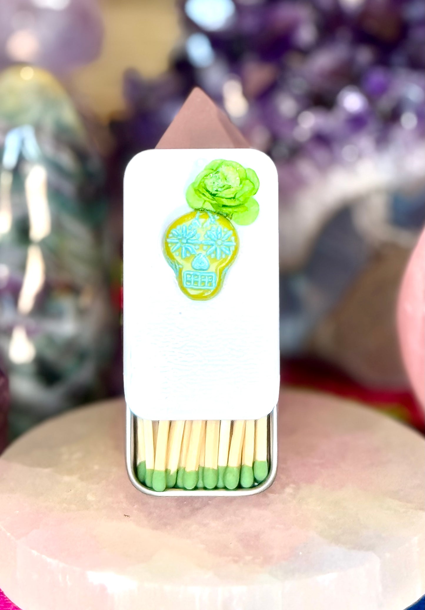 Matchstick Box - White with Green
