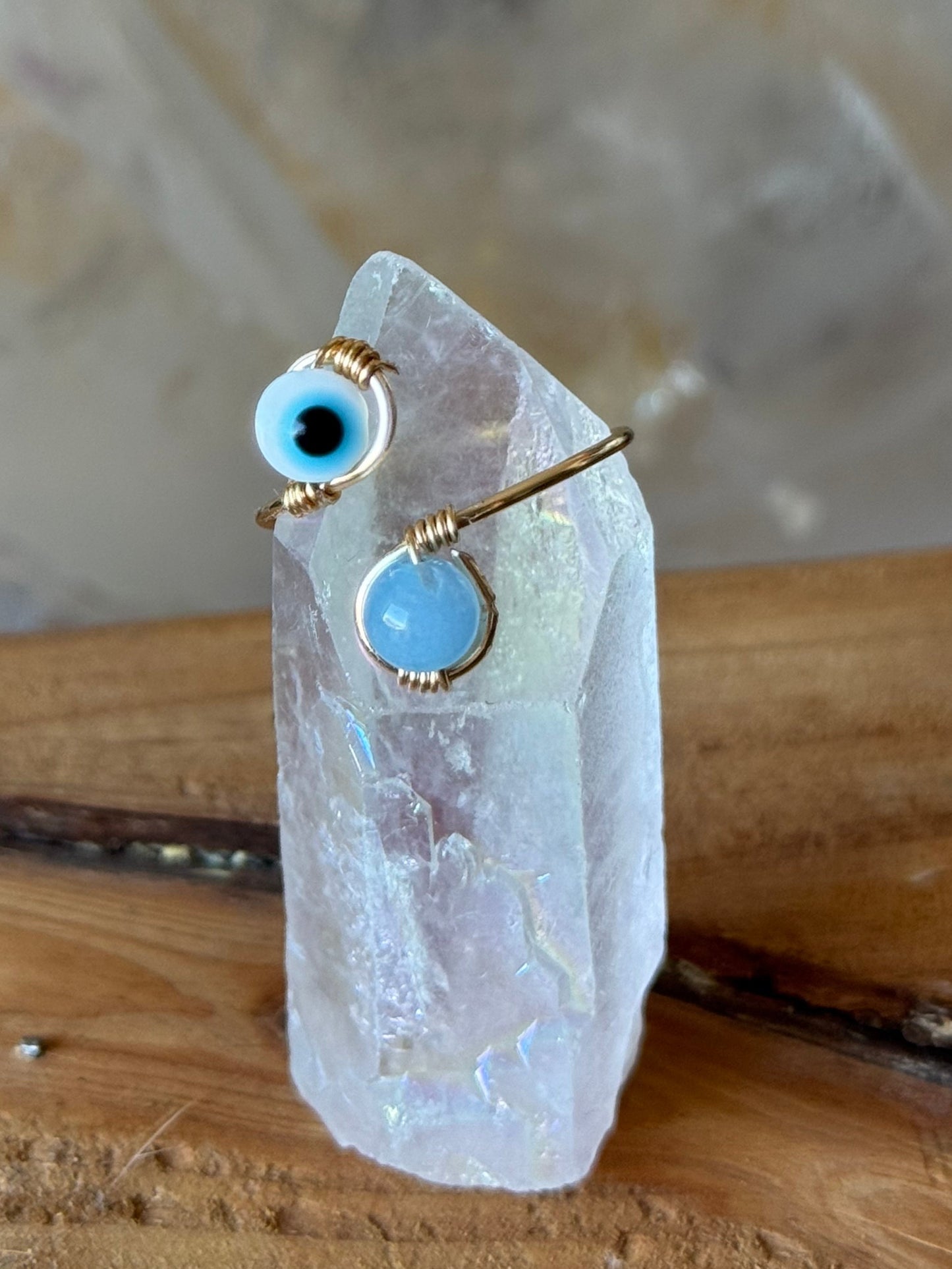 Crystal Ring - Aquamarine White Eye