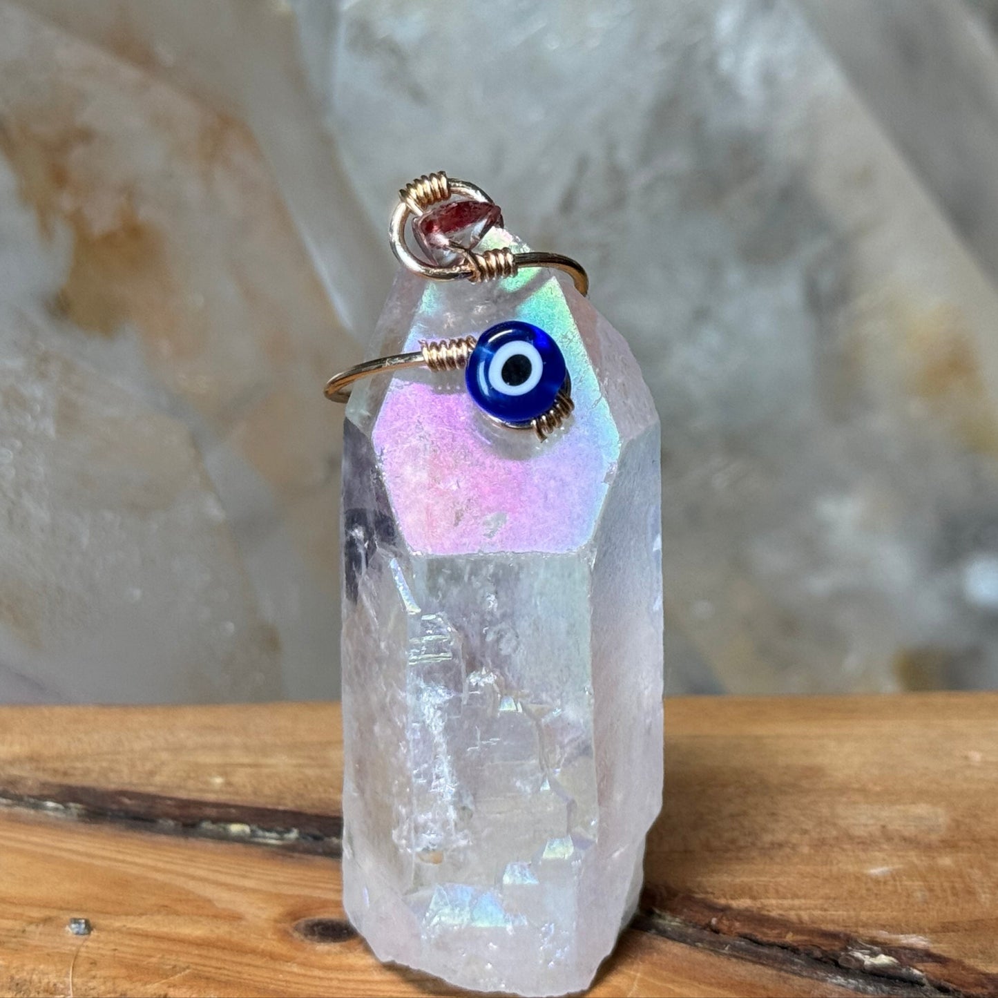 Crystal Ring - Ghost Quartz Blue Eye