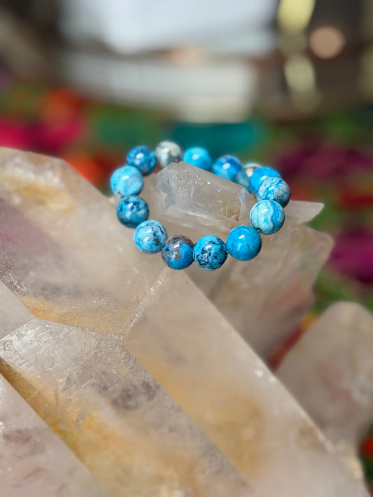 Stone Bead Bracelet - Blue Apatite