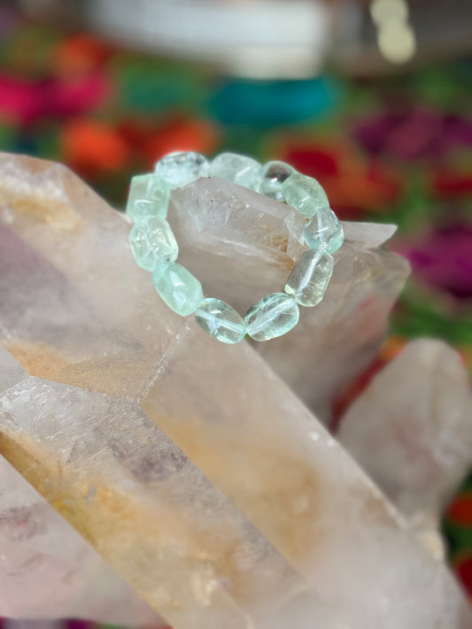 Stone Bead Bracelet - Green Fluorite