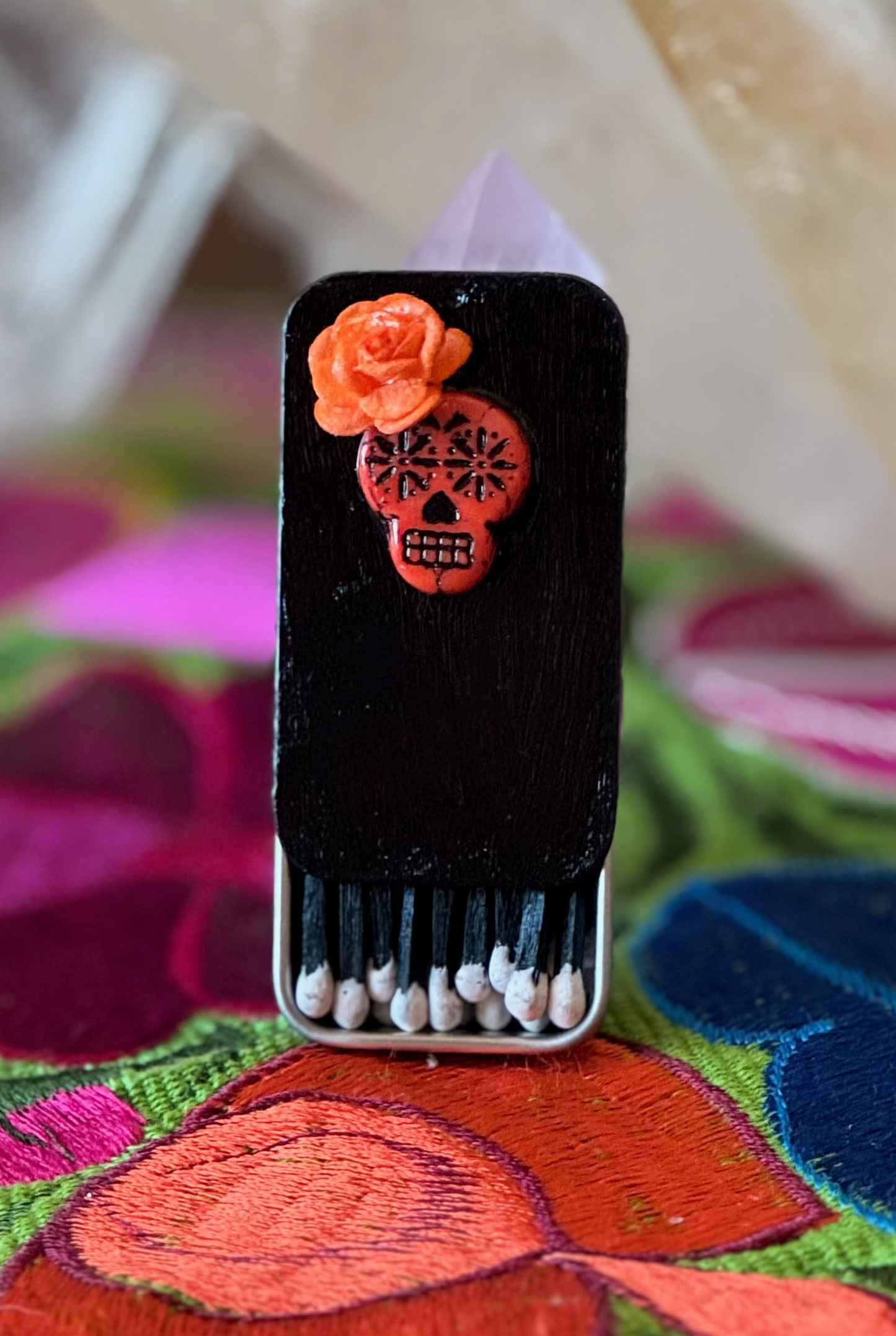 Matchstick Box - Black with Orange