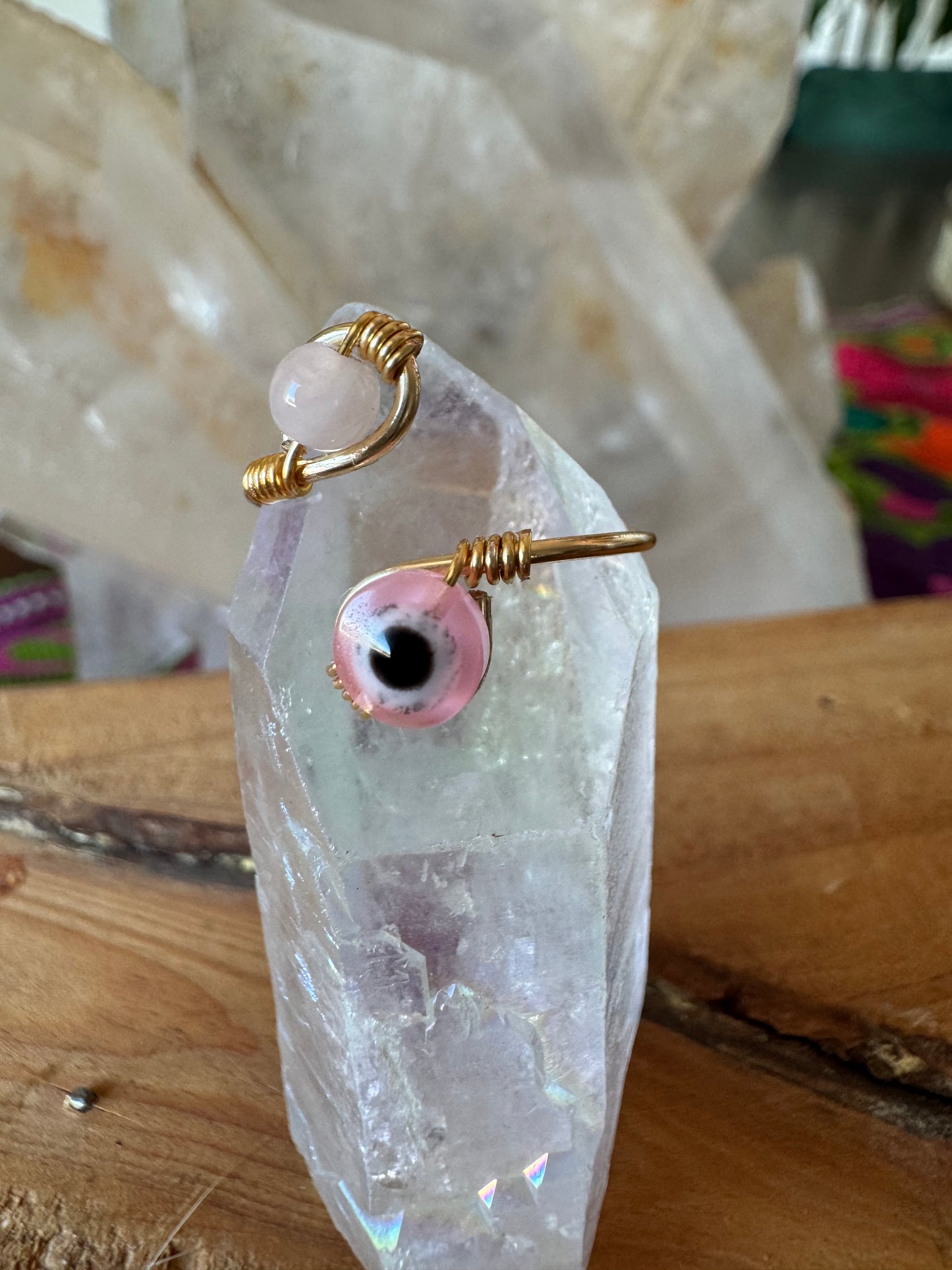 Crystal Ring - Rose Quartz Pink Eye